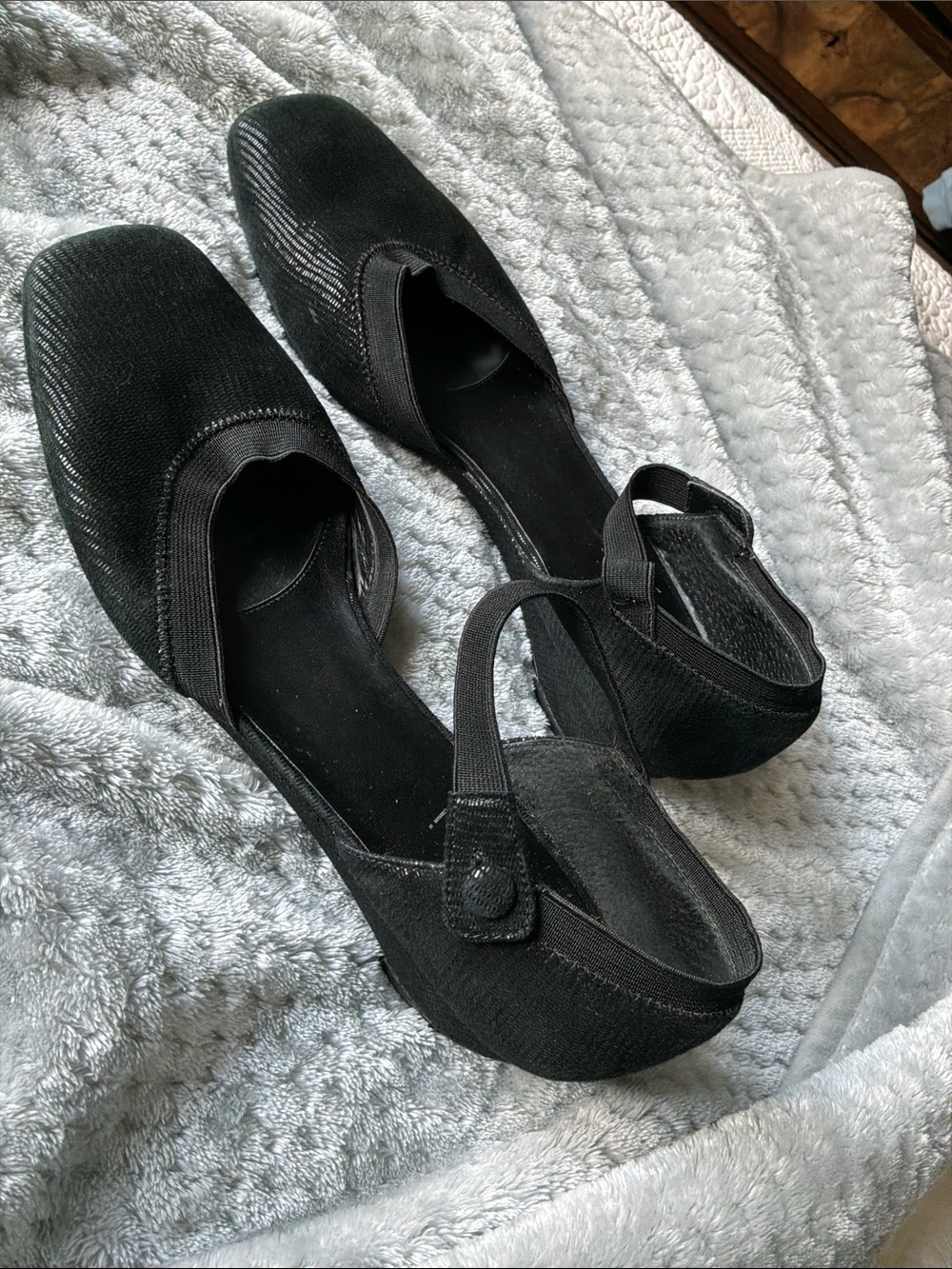 Vaneli Black Mary Jane Square-Toe Ballet Flats